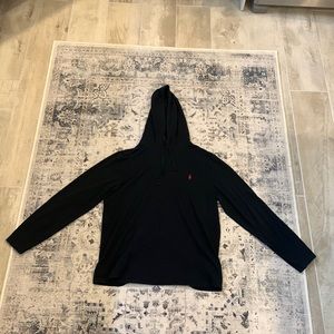 Men’s Polo Black Long Sleeve Hooded T-shirt